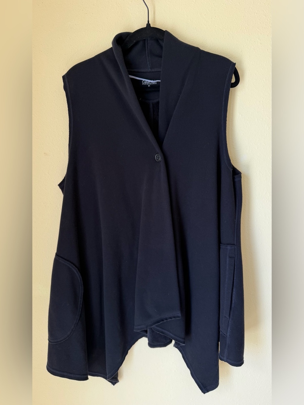 Calvin Klein Performance Sleeveless Draped Vest Jacket Black Size XL Very GUC
